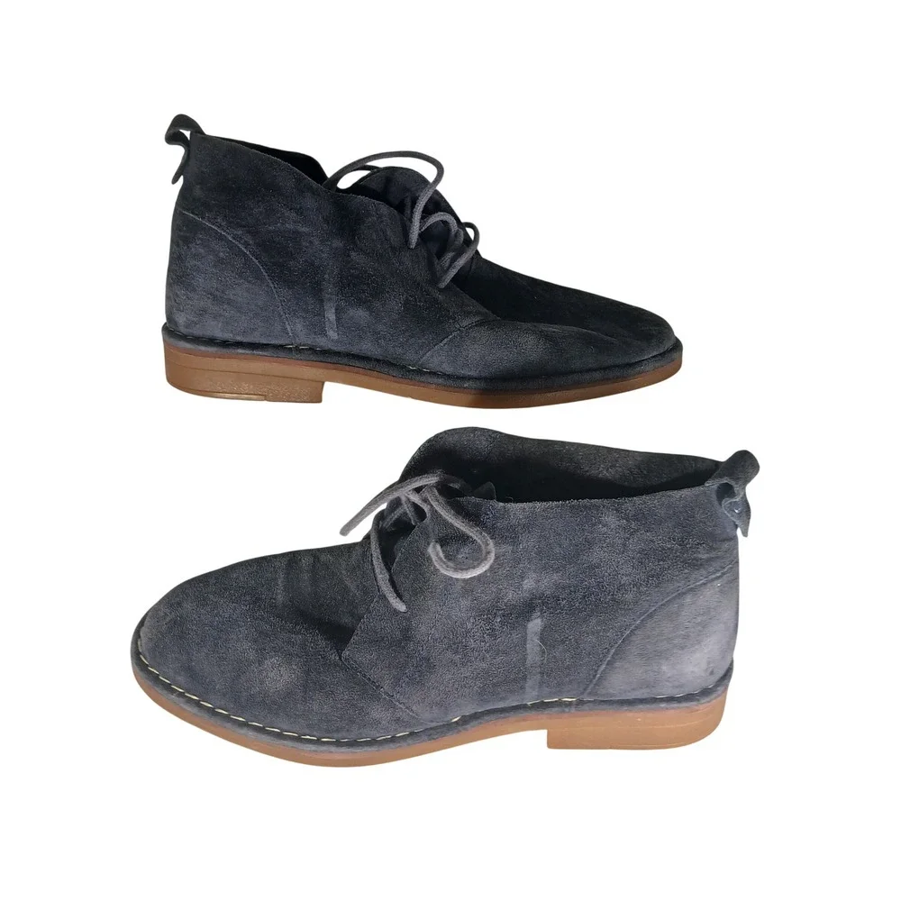 Hush Puppies Suede Chukka Boots 9.5 Navy Blue Tassel Lace Up Desert Ankle Boot‎